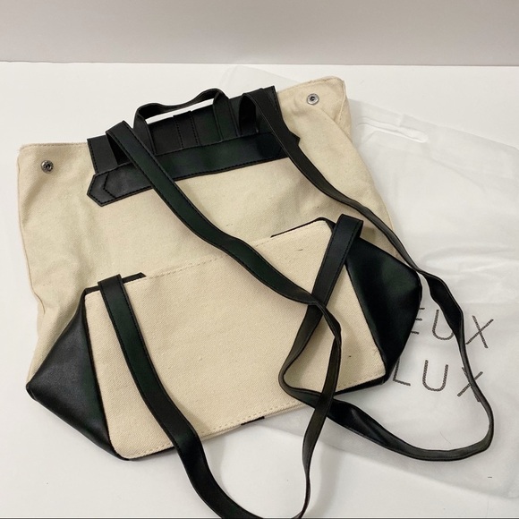Deux Lux New Black & White Canvas Backpack Purse